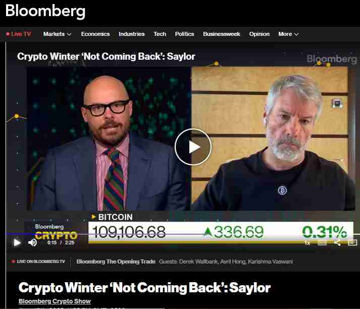 Michael Saylor 比特币价格预测:比特币不会跌到零,它会涨到100万美元!